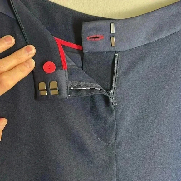 Boden Pants Wide Leg 6P Tuxedo Cropped Navy Trousers Work Business Office Slacks - Picture 10 of 13